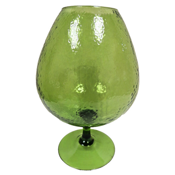 MCM Empoli Textured Green Glass Brandy Snifter - Mid Century Vintage 8.75" Large - Picture 1 of 5